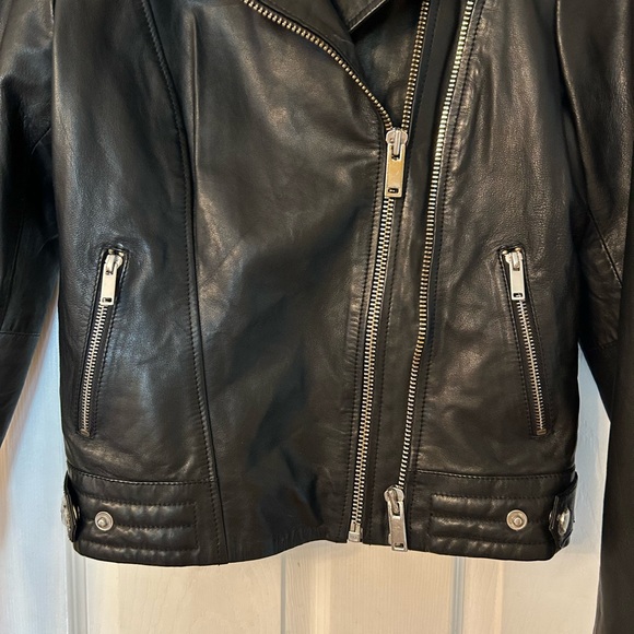 Women’s Real Leather Biker Jacket - size 10 - Picture 8 of 8